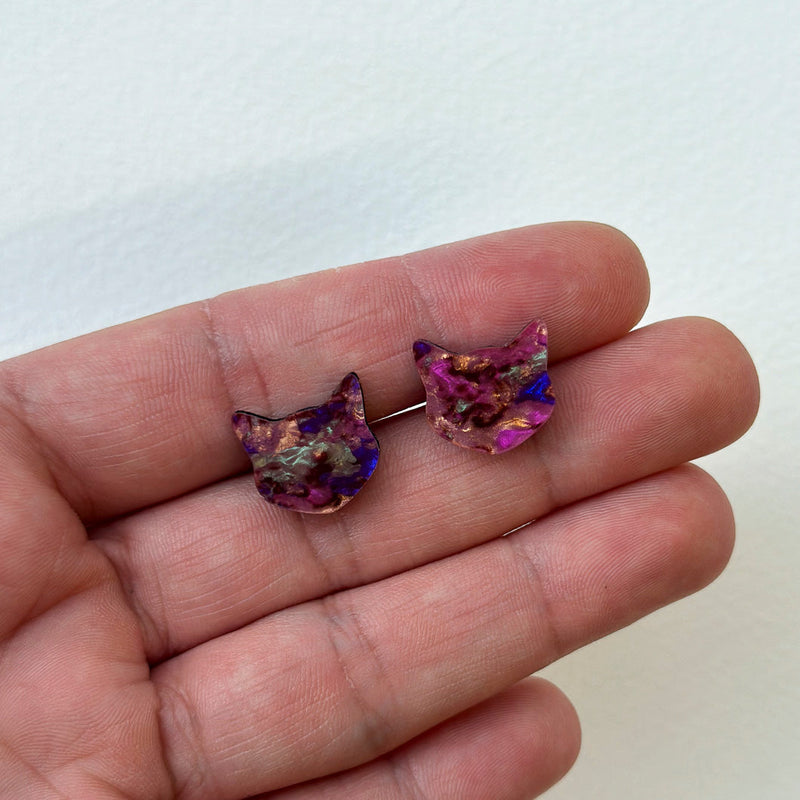 Abalone Cat Stud Earrings