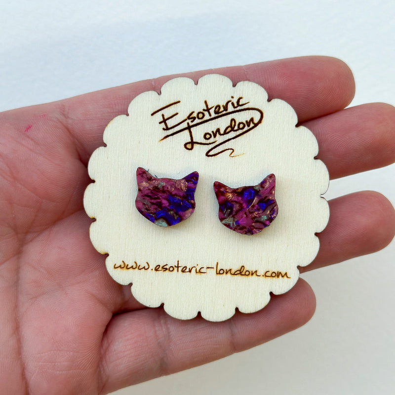 Abalone Cat Stud Earrings