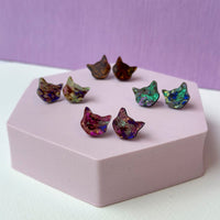 Abalone Cat Stud Earrings