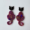 Abalone Cat Dangle Earrings