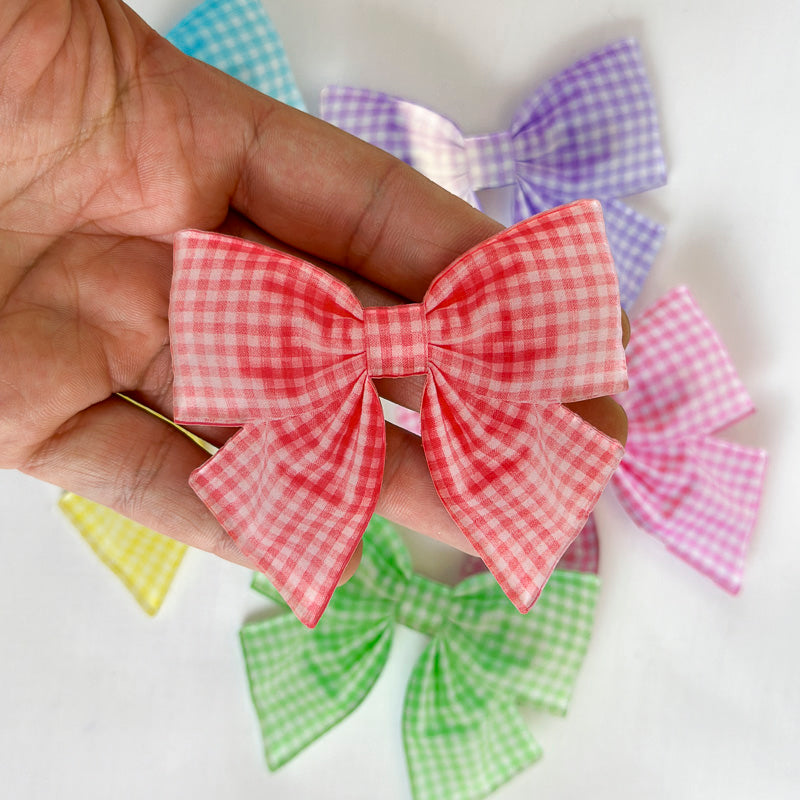 Gingham Bow Hairclip - Large