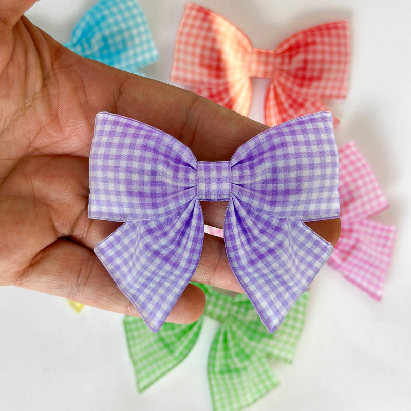 Gingham Bow Hairclip - Large