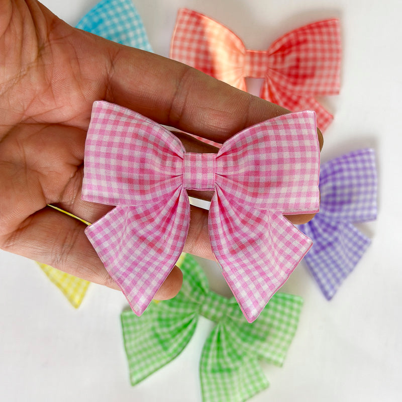 Gingham Bow Hairclip - Large