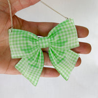 Gingham Bow Large Statement Necklace