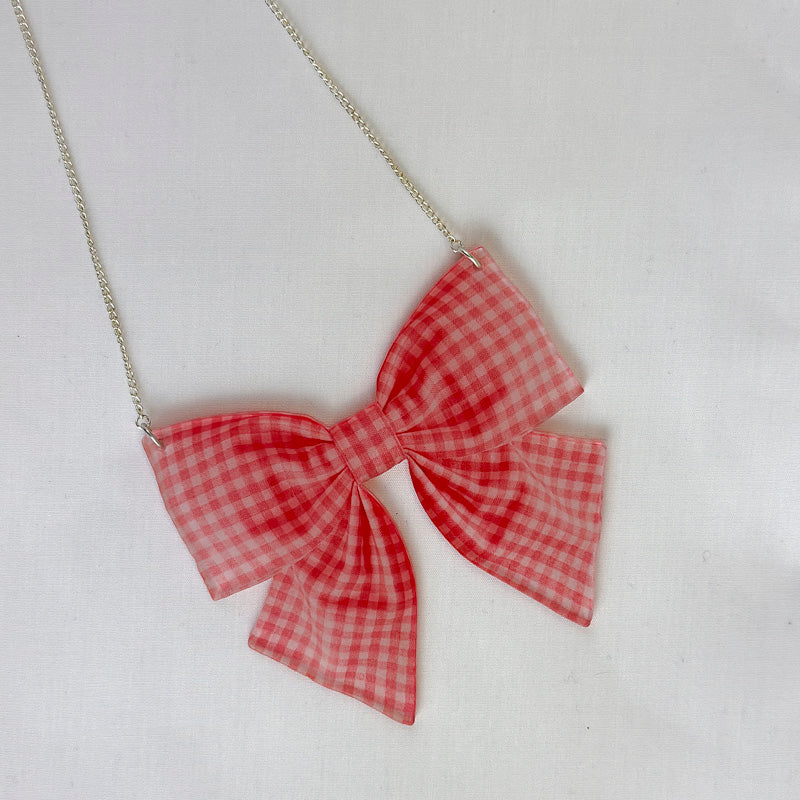 Gingham Bow Medium Statement Necklace