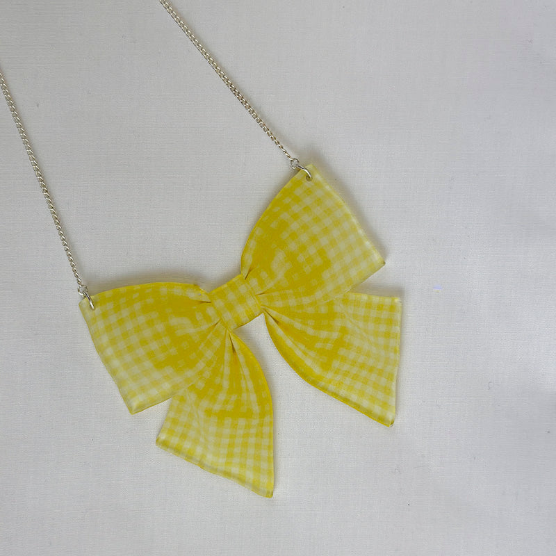 Gingham Bow Medium Statement Necklace