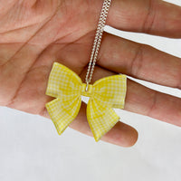 Gingham Bow Mini Necklace