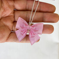 Gingham Bow Mini Necklace