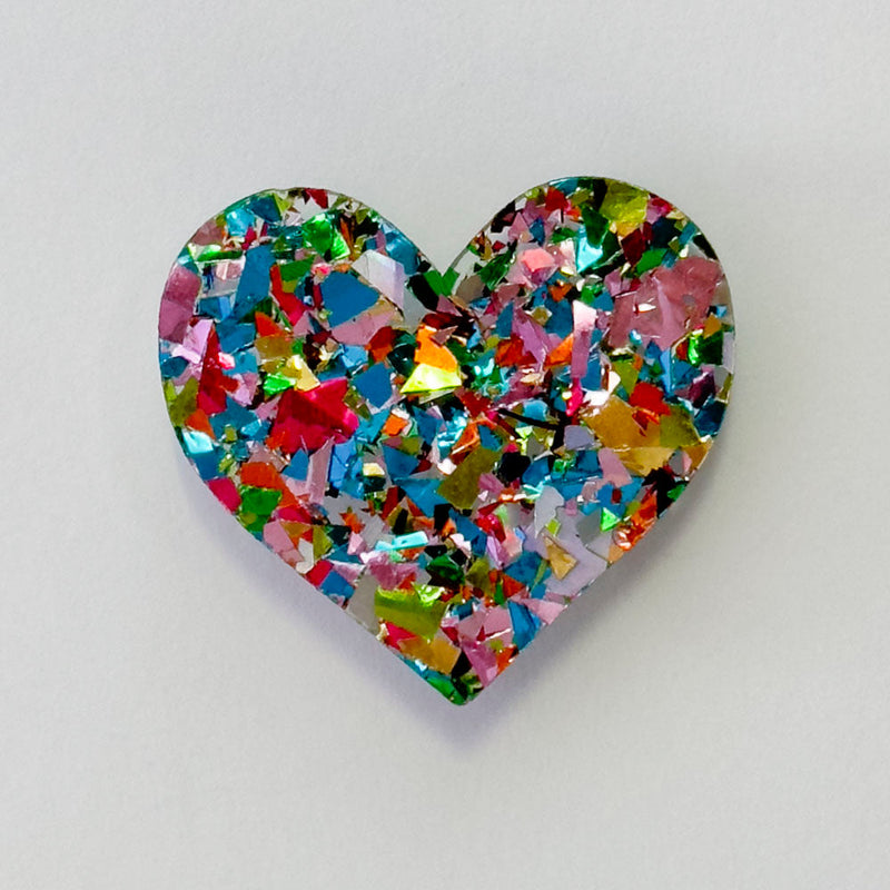 Colour Pop Confetti Heart Brooch