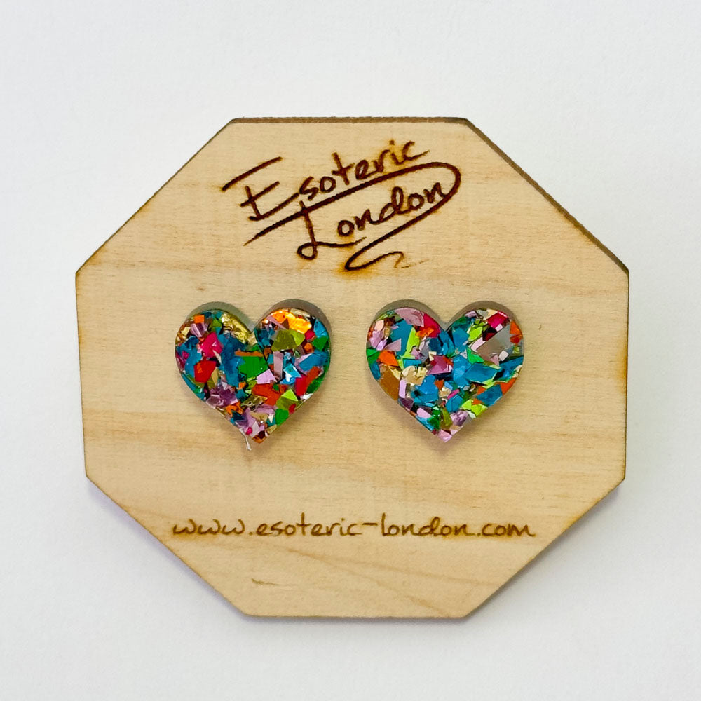 Colour Pop Confetti Heart Studs