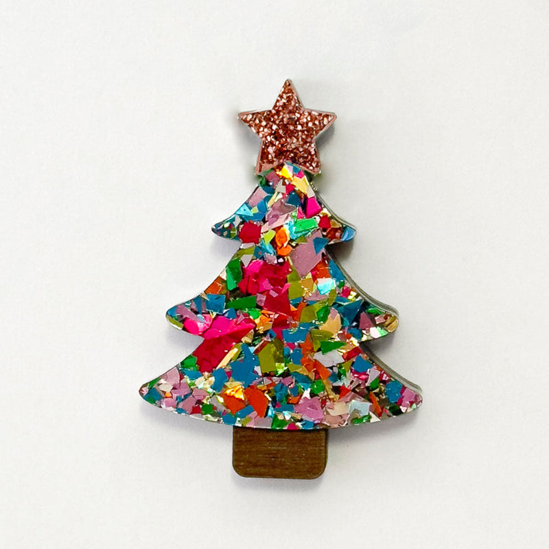 Colour Pop Confetti Christmas Tree Brooch