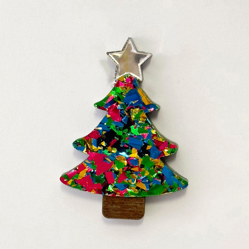 Colour Pop Confetti Christmas Tree Brooch