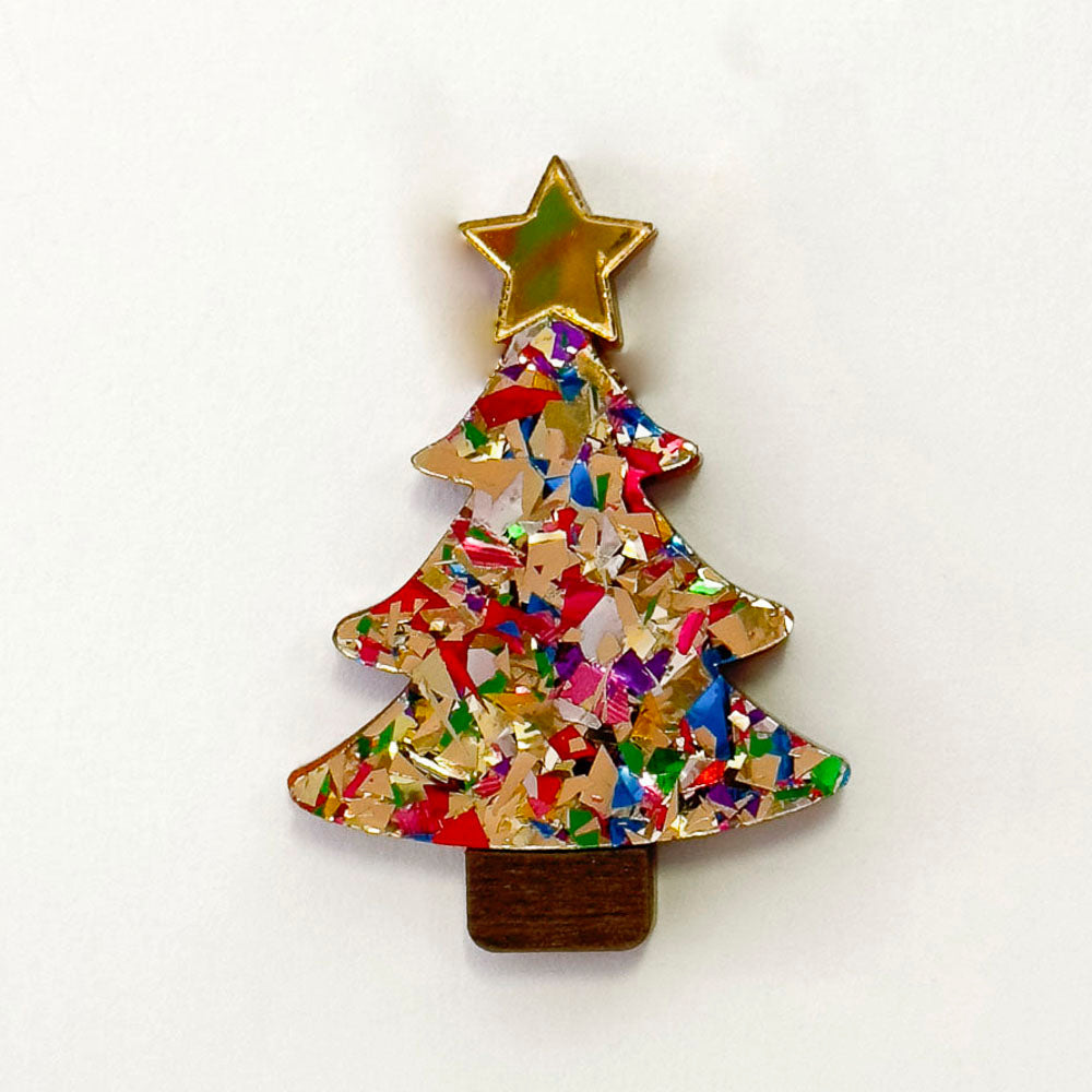 Colour Pop Confetti Christmas Tree Brooch