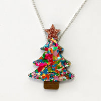 Colour Pop Confetti Christmas Tree Necklace