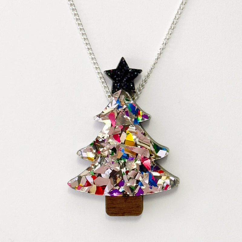 Colour Pop Confetti Christmas Tree Necklace