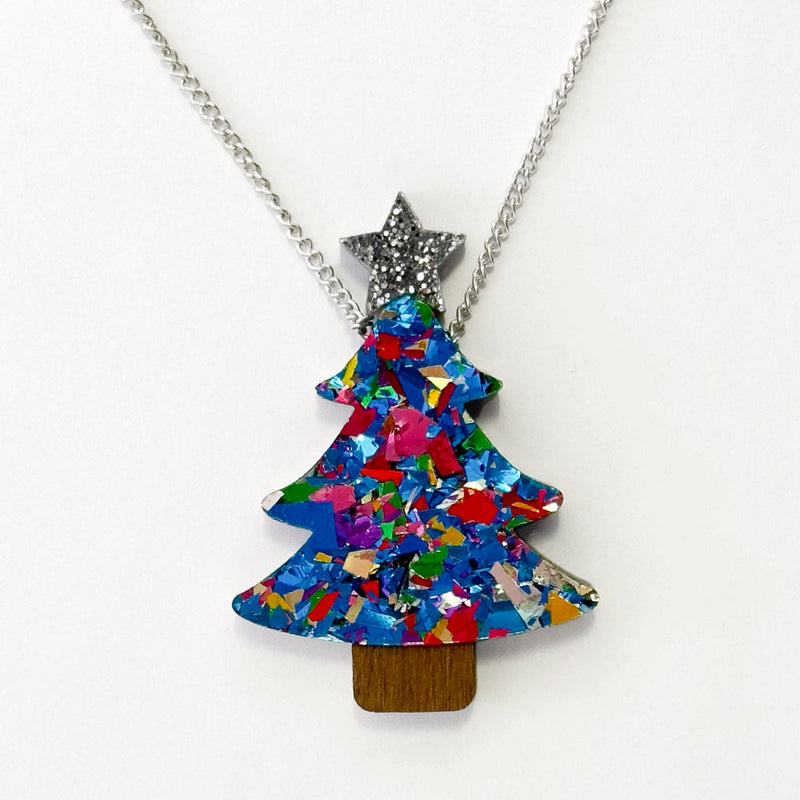 Colour Pop Confetti Christmas Tree Necklace