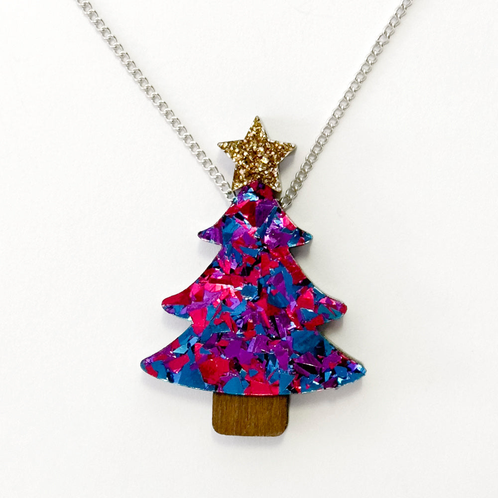 Colour Pop Confetti Christmas Tree Necklace