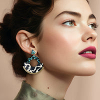 Wild Animal Print Round Statement Fan Earrings