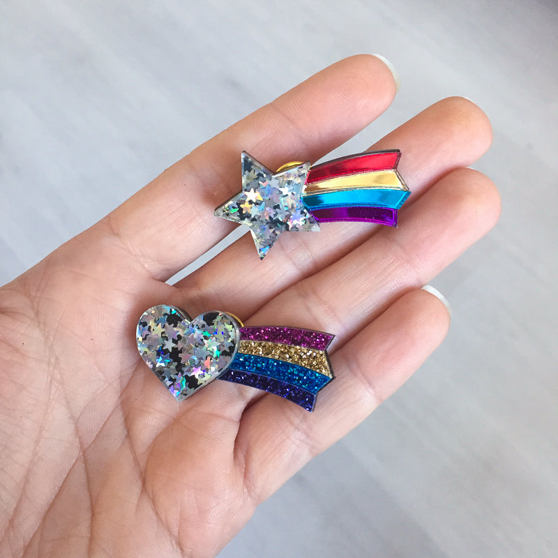 Heart Rainbow Brooches/ Pins