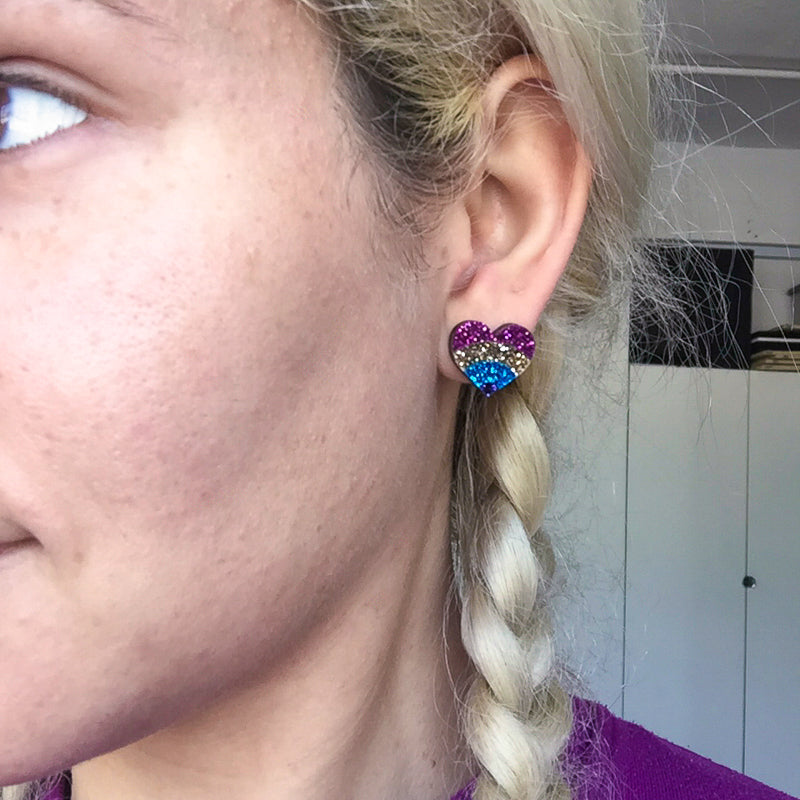 Rainbow Heart Stud Earrings