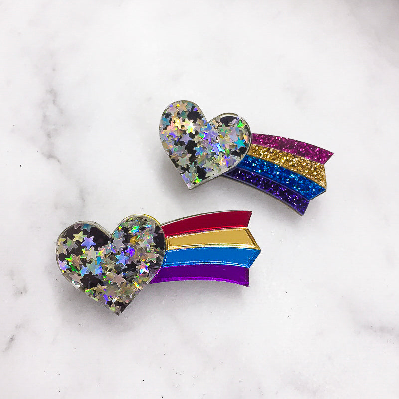 Heart Rainbow Brooches/ Pins