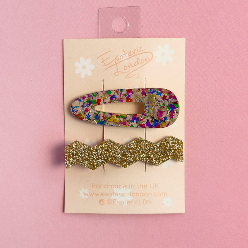 Confetti & Zig Zag Disco Hair Clips