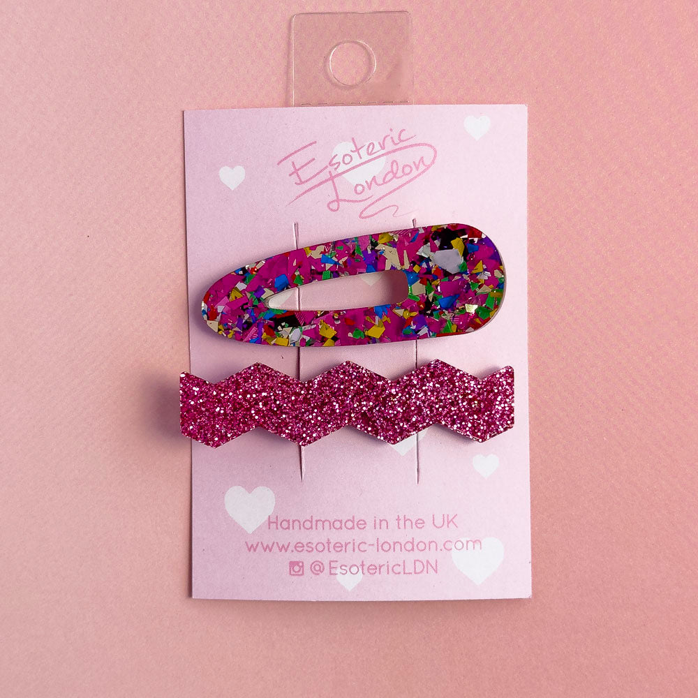 Confetti & Zig Zag Disco Hair Clips