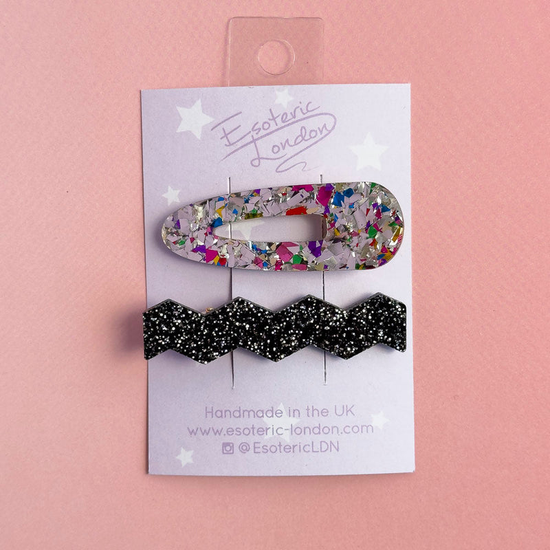 Confetti & Zig Zag Disco Hair Clips