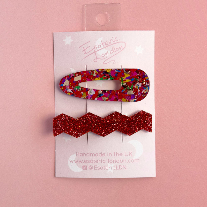 Confetti & Zig Zag Disco Hair Clips