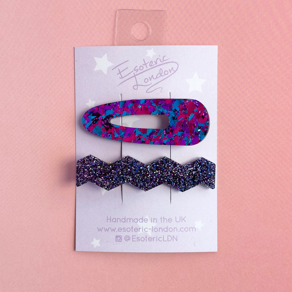 Confetti & Zig Zag Disco Hair Clips