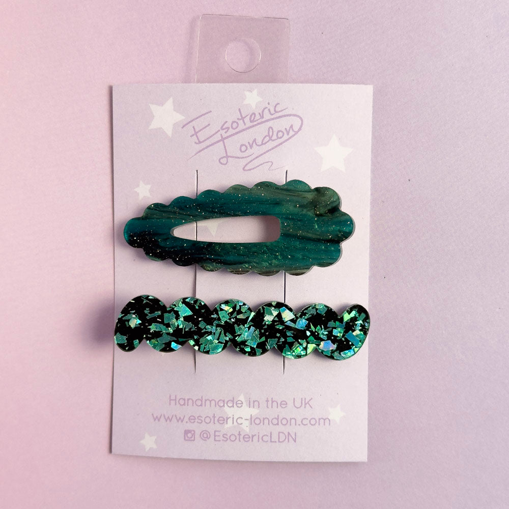 Scallop & Wiggle Disco Hair Clips