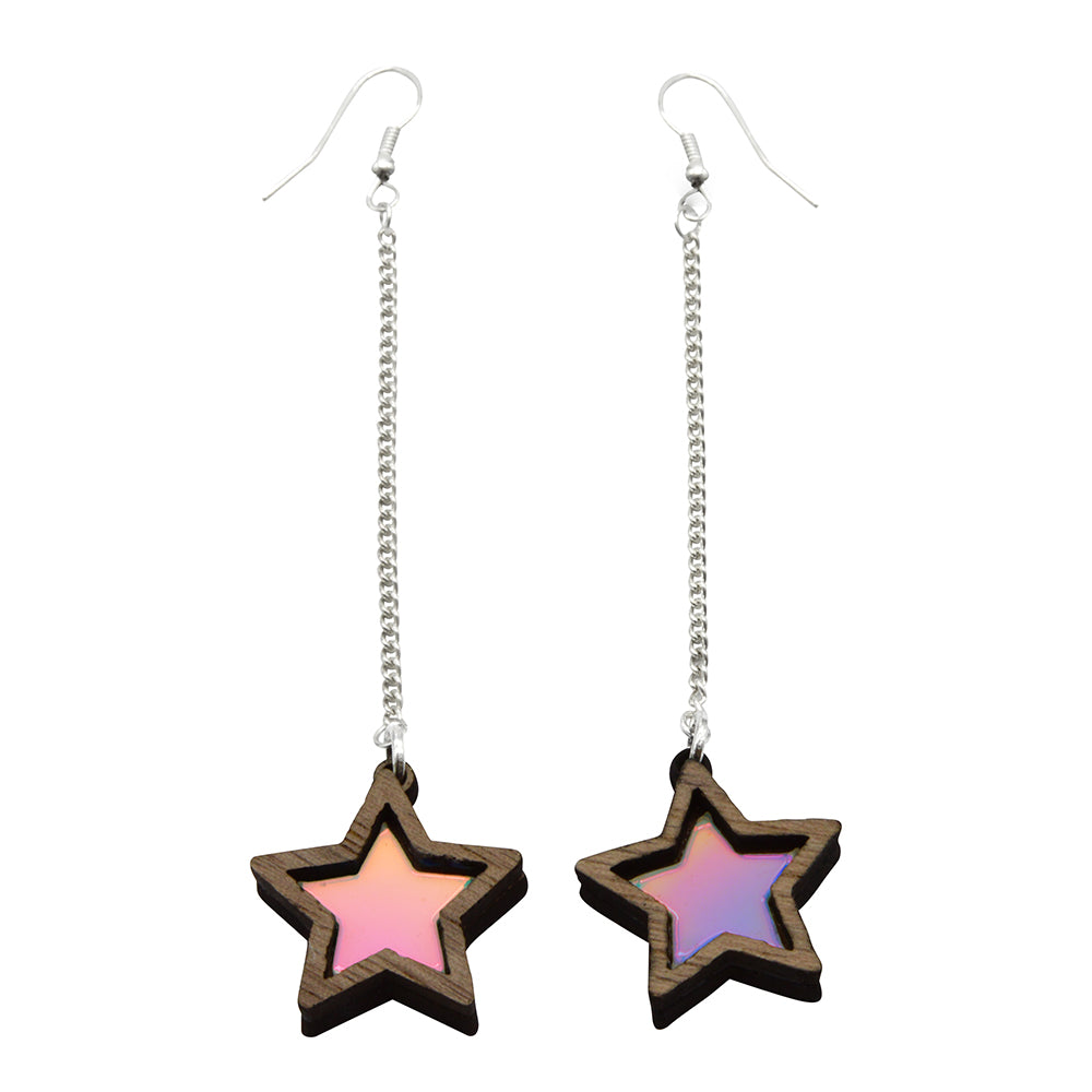 Iridescent Star Dangle Earrings