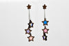 Iridescent Triple Star Dangle Stud Earrings