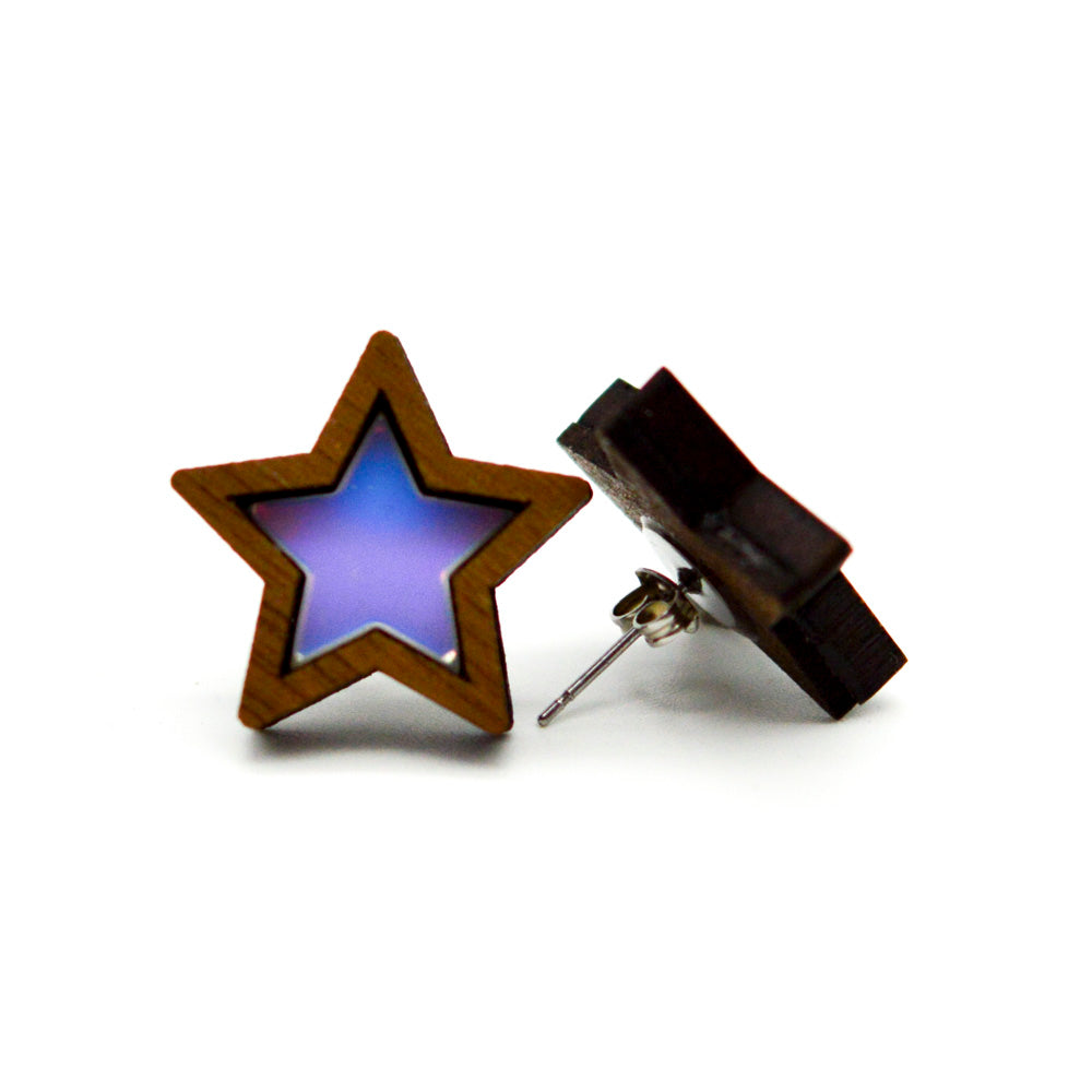 Iridescent Star Stud Earrings