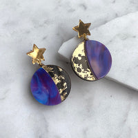 Moon Phase Dangle Stud Earrings