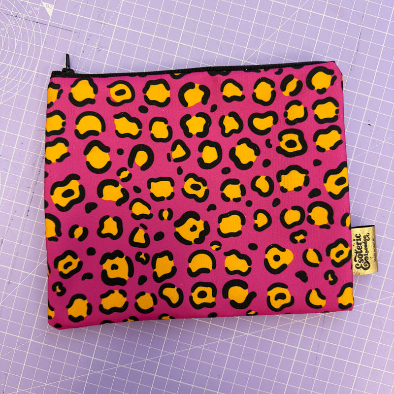 Zip Up Bag - Pink Leopard Print