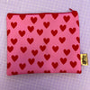 Zip Up Bag - Pink & Red Hearts Print