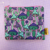 Zip Up Bag - Purple & Turquoise Toadstool Print