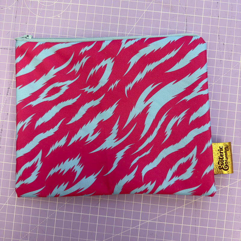 Zip Up Bag - Pink & Blue Tiger Print