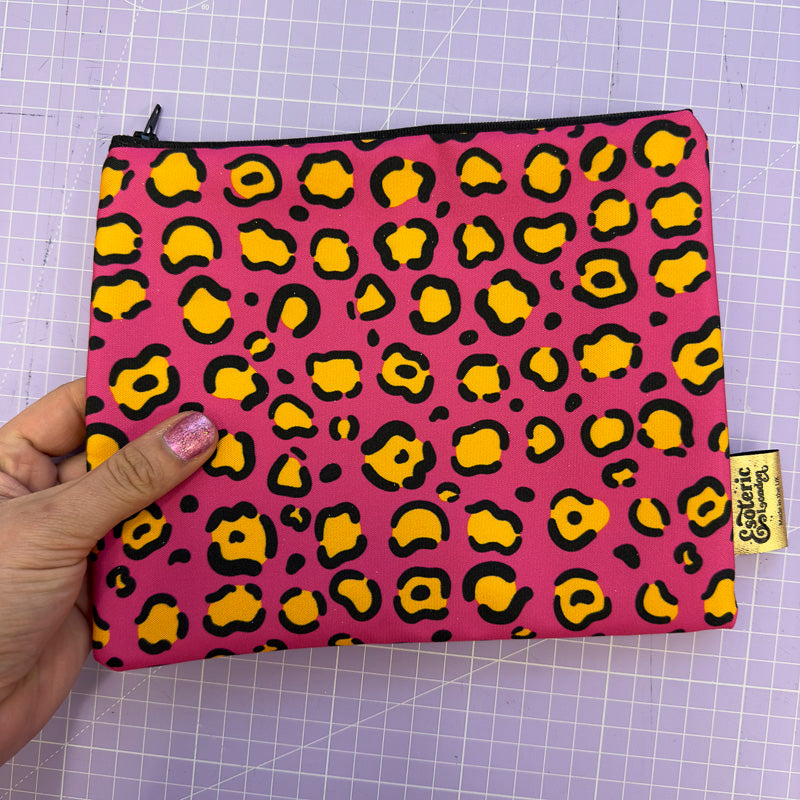 Zip Up Bag - Pink Leopard Print