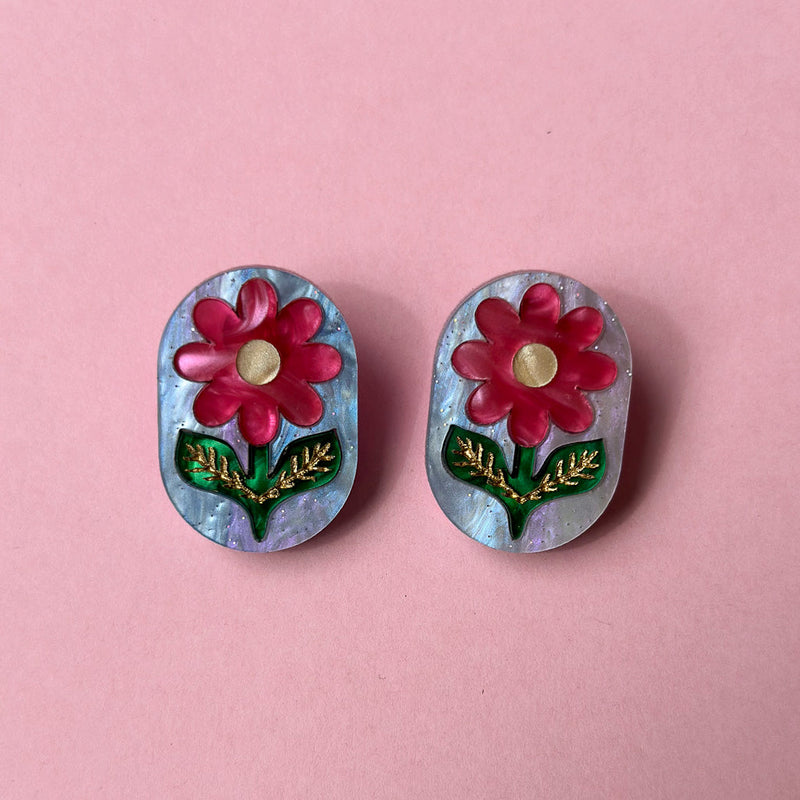 Retro Daisy Statement Stud Earrings