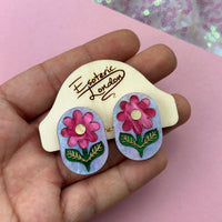 Retro Daisy Statement Stud Earrings