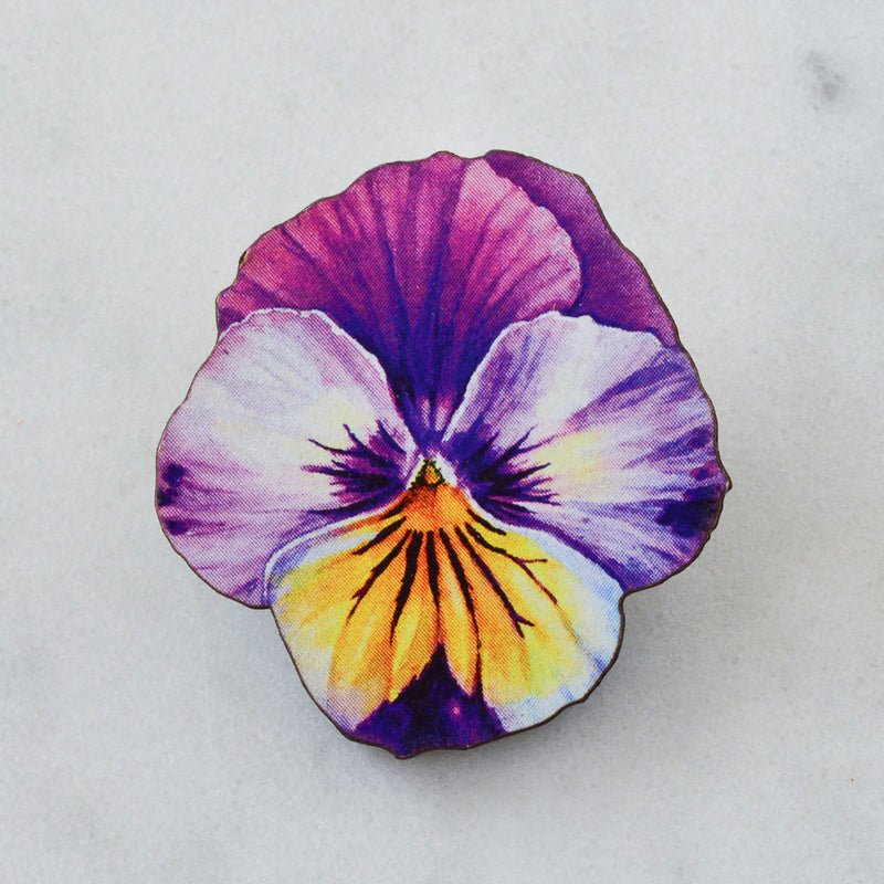 Watercolour Pansy Brooches