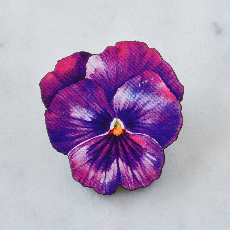 Watercolour Pansy Brooches