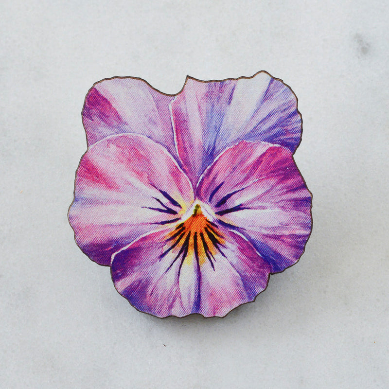 Watercolour Pansy Brooches