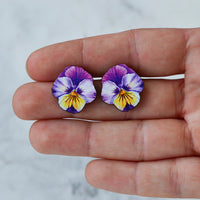 Watercolour Pansy Earrings