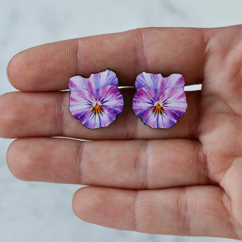 Watercolour Pansy Earrings