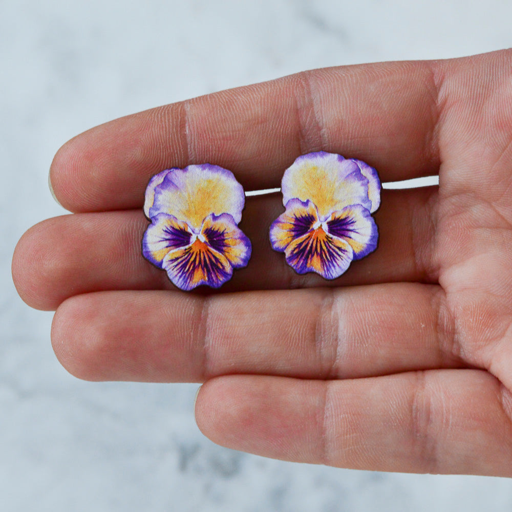 Watercolour Pansy Earrings