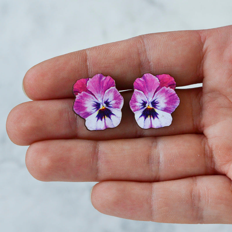 Watercolour Pansy Earrings